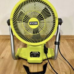 RYOBI ONE+ 18V Cordless Hybrid WHISPER SERIES 12 in. Misting Air Cannon Fan (Tool Only)