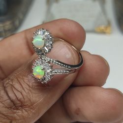 Opal & topaz sterling silver Ring 