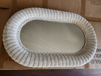 Beautiful white rattan mirror 30inch tall and 26inch mirror.