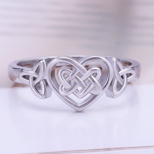 "Sweet Weave Heart Cross Lovely 925 Silver Heart Ring for Women, VIP546