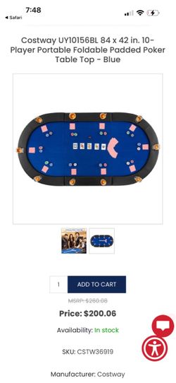 10-Player Foldable Poker Table Top – Blue