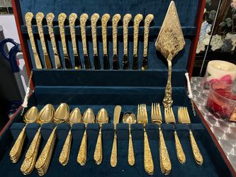 Gold-Tone Flatware Set in Velvet Case