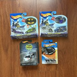 NEW Batman car Lot of 4 Hot Wheels Cars - Batcycle Batmobile and 2 Packs Cars