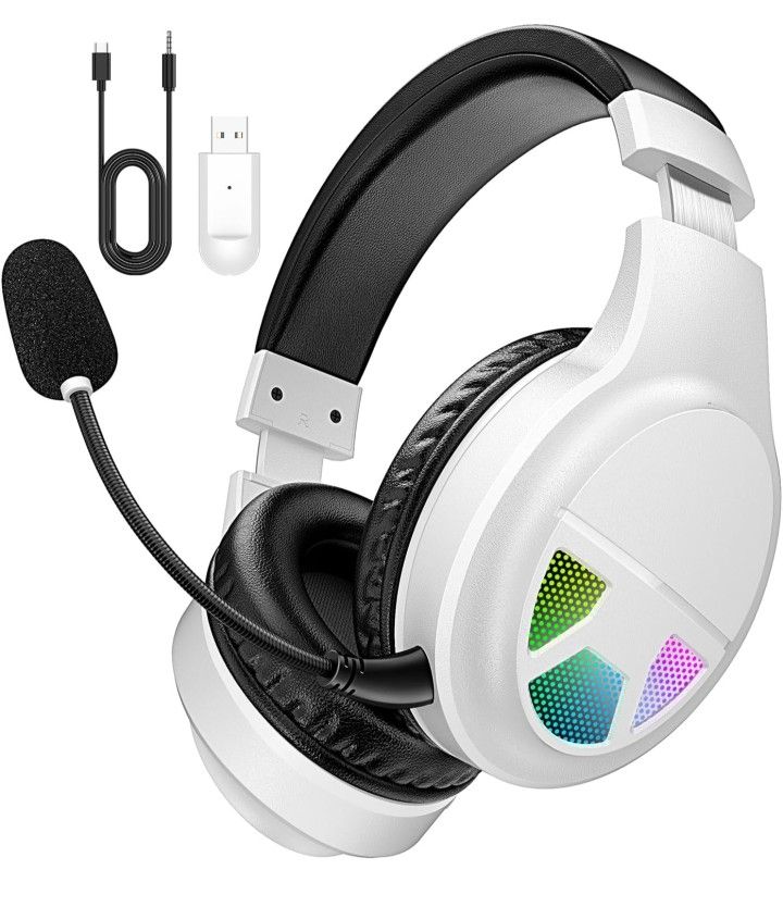 USB Gaming Headphones with Noise Canceling Microphone, Bluetooth 5.4, RGB Lights, 60H Battery Headsets