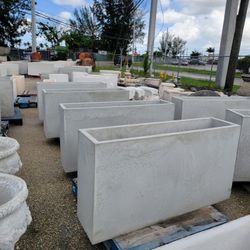 Concrete Large Rectangular Planters / Cement Backyard Patio Garden Planter Pots
