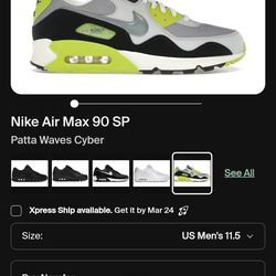 Nike Air Max 90 SP
Patta Waves Cyber
Used
Size 11.5
