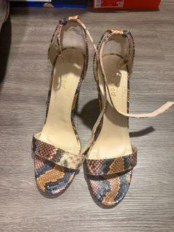Bamboo Snakeskin Print Strappy Heels