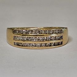 Gold Diamond Cluster Ring Band #12015