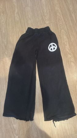 Black Wide-Leg Sweatpants with Circle Logo