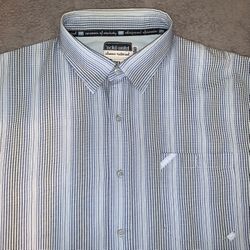 Ecko Unltd Shirt Size Extra Large Long Sleeve Blue Stripe Button Y2K 100% Cotton