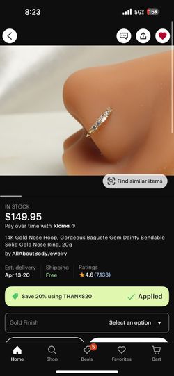 Solid 14K Gold Nose Hoop Ring