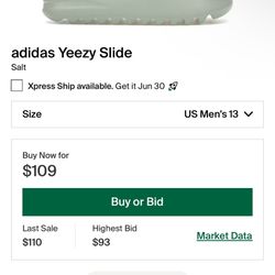Size 13 - Adidas Yeezy Slide “Salt”