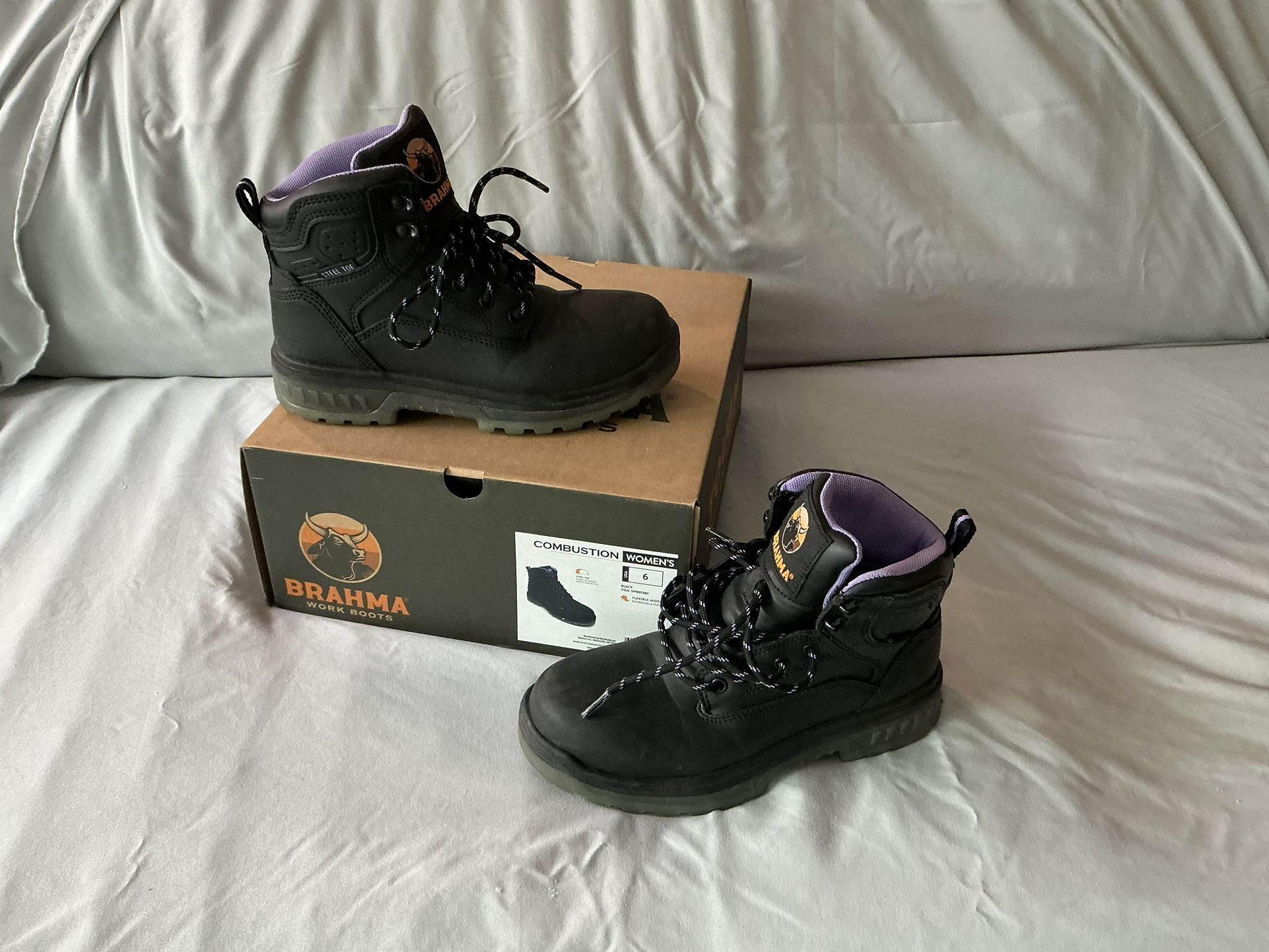 Women’s Black Work Boots Steel Toe