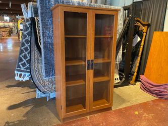 Clean Lined Adjustable Shelf Glass Door Cabinet