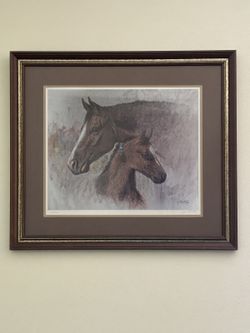 Jim Abeita Signed Limited Edition Print 317/1000 – Mare & Foal – Framed