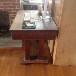 Beautiful Antique Craftsman Oak Library Table Desk