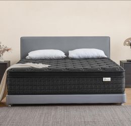 Queen Mattress, 12 Inch Cooling Hybrid Queen Size Mattress in a Box