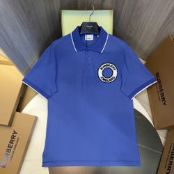 Burberry Blue Polo Shirt New 