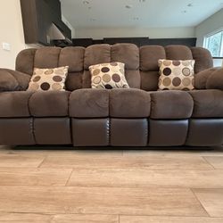 Brown Reclining Sofa + Chair – $350