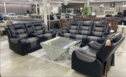 3PC BLACK RECLINING SET