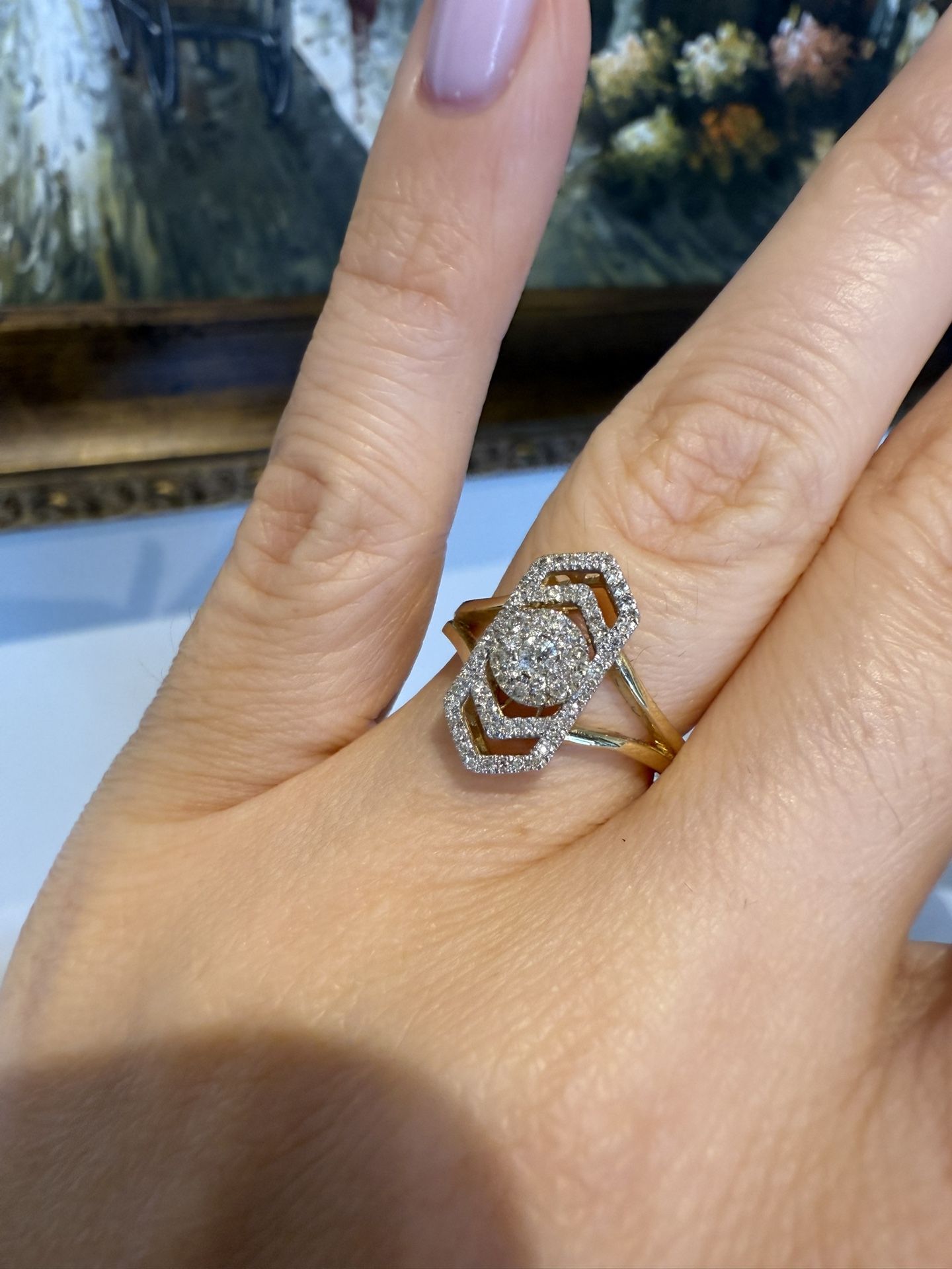 14K Yellow Gold Natural Diamonds Beautiful Ring Perfect Sparkling Gift For Holidays 