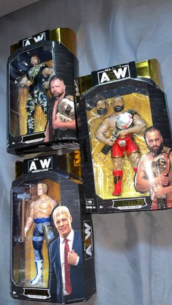 3 AEW Wrestling Action Figures Cody Rhodes, TNT Champion Miro, & AEW World Champion Jon Moxley