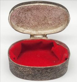 Vintage Silver-Plated Trinket Box Red Velvet Lining