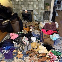HUGE GRAB BAG LOT LADIES CLOTHING, SHOES ETC 