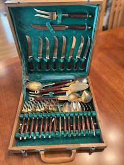 Vintage James Jewelry Bronze Flatware And Serving Set