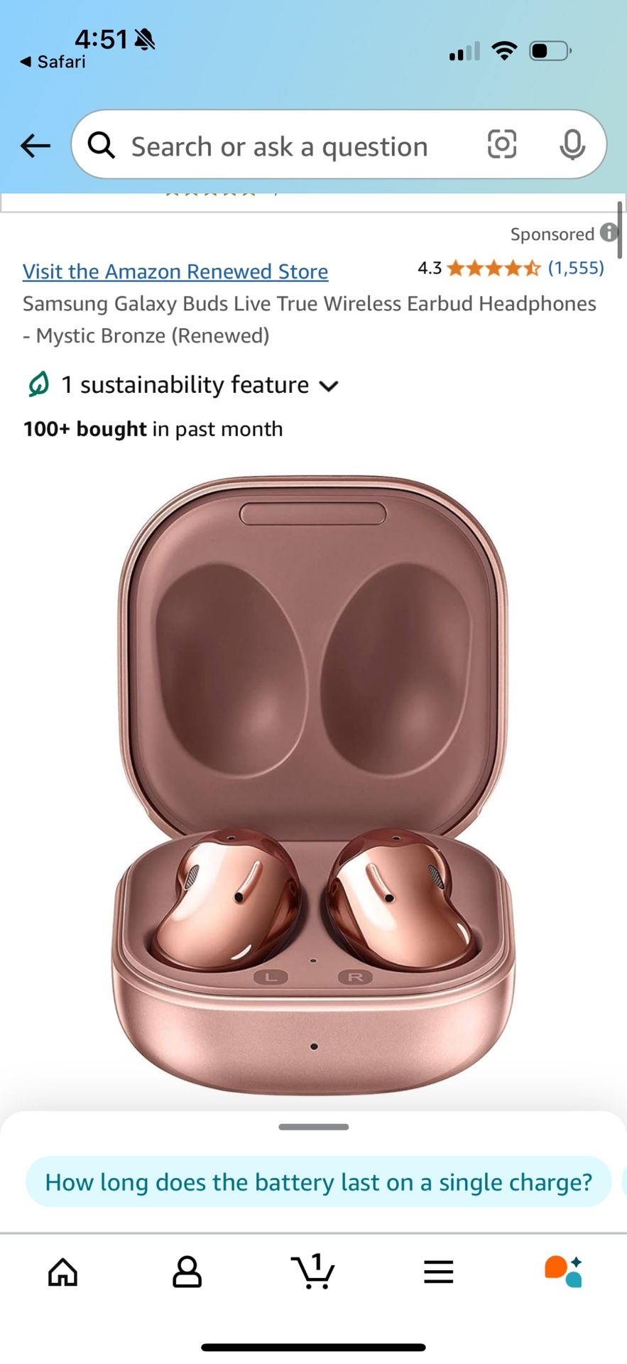 Samsung Galaxy Buds Live True Wireless Earbud Headphones