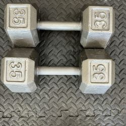 Pair Of 35 Pound HEX Dumbbells 