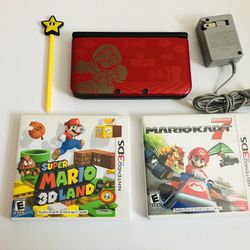 Nintendo 3DS XL New Super Mario Bros. 2 Gold Edition Console W/ Charger, Mario Star Stylus and 2 Mario Games