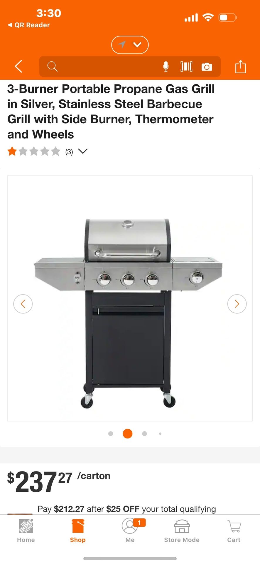 Gas Grill 3 Burner Propane Gas New