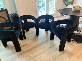 Wahson Black Velvet Sculptural Barrel Chairs