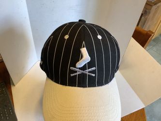 Chicago White Sox white pinstripe Coca Cola baseball cap adjustable brand new Stitched, adjustable, by Melonwear Plainfield, Illinois Route 59 Caton F