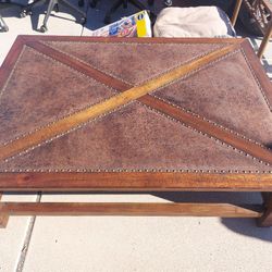 Large Wooden Coffee table With Leather Top