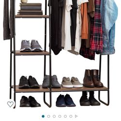 Metal Garment Rack With Shelves 