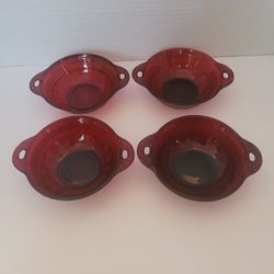 Vintage Anchor Hocking Royal Ruby Red Glass Individual Berry Bowld