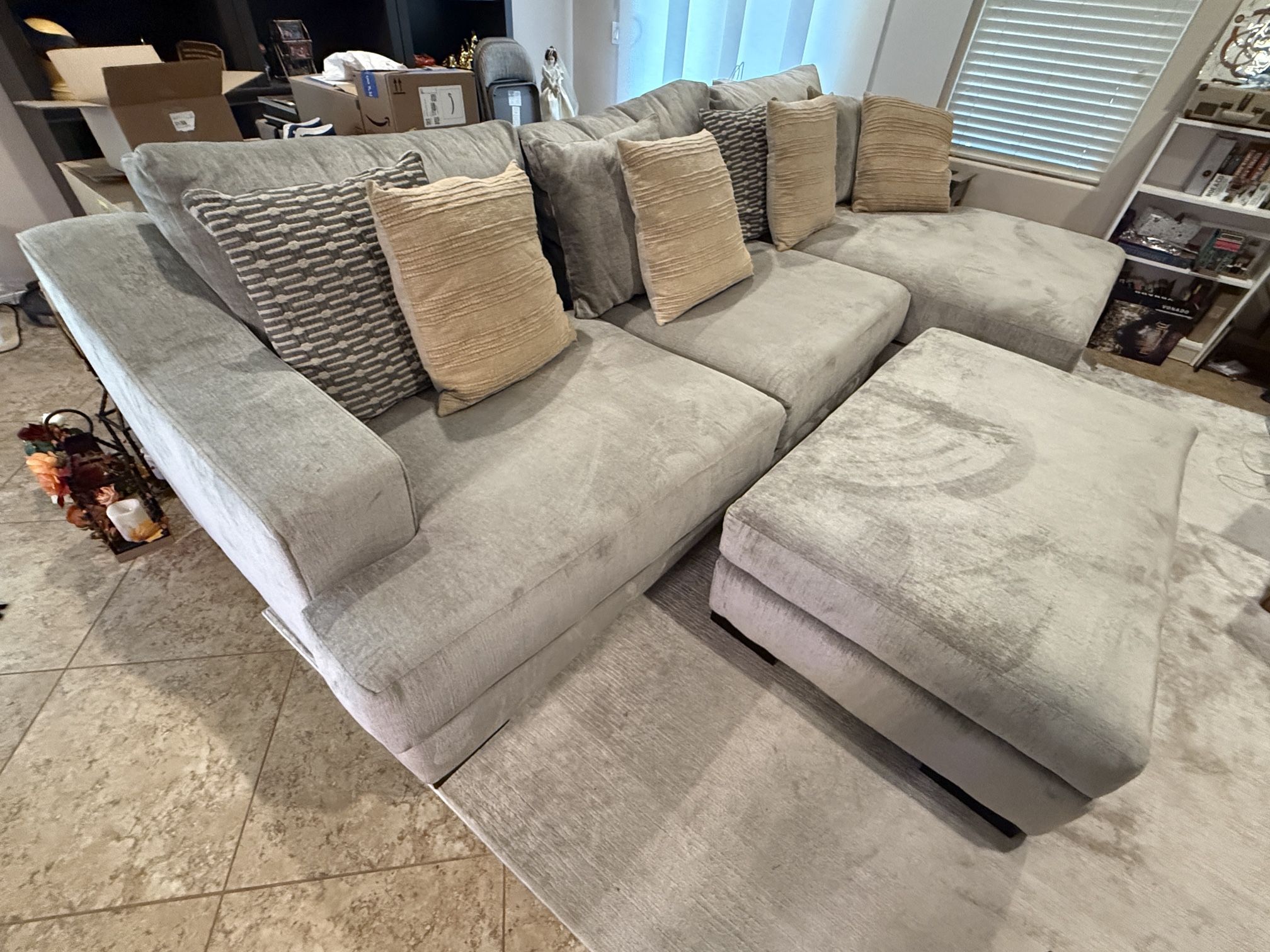 Living Spaces lodge Sectional + Ottoman