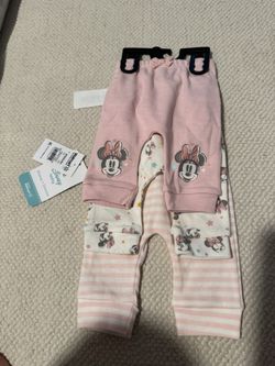 New Baby Girl Minnie Mouse Disney Baby Wishes + Dreams Baby Jogger Newborn Pant 3 Pack Set 