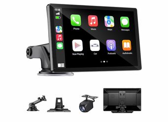 9" Wireless Apple Carplay Screen for Car & Android Auto with Backup Camera Portable Touchscreen with OTA Update, GPS Navigation/Mirror Link/Voice Cont