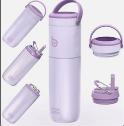 BOTTLE BOTTLE Insulated Water Bottle with Straw 2 lids 18oz 3 IN 1 Purple