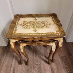 Vintage Hand Carved Italian Florentine Nesting Tables 2pc