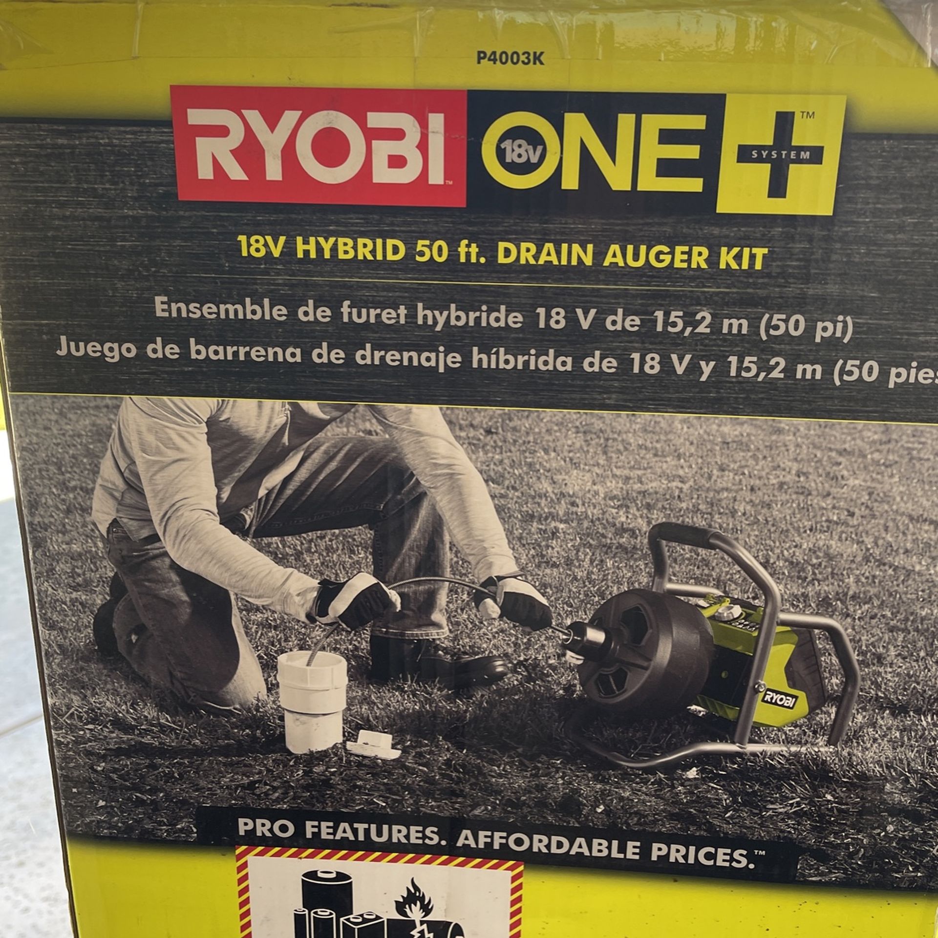 Ryobi One 50 Ft 18v Hybrid Drain Auger New