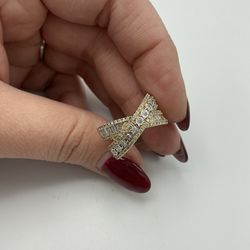 EFFY 14K Gold Diamond Crossover Ring size 7 – Designer Statement Band – $1,026