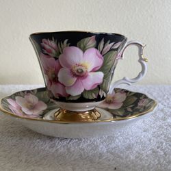 Royal Albert Footed Cup and Saucer - Alberta Rose