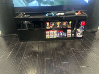 Black tv stand with LED lights