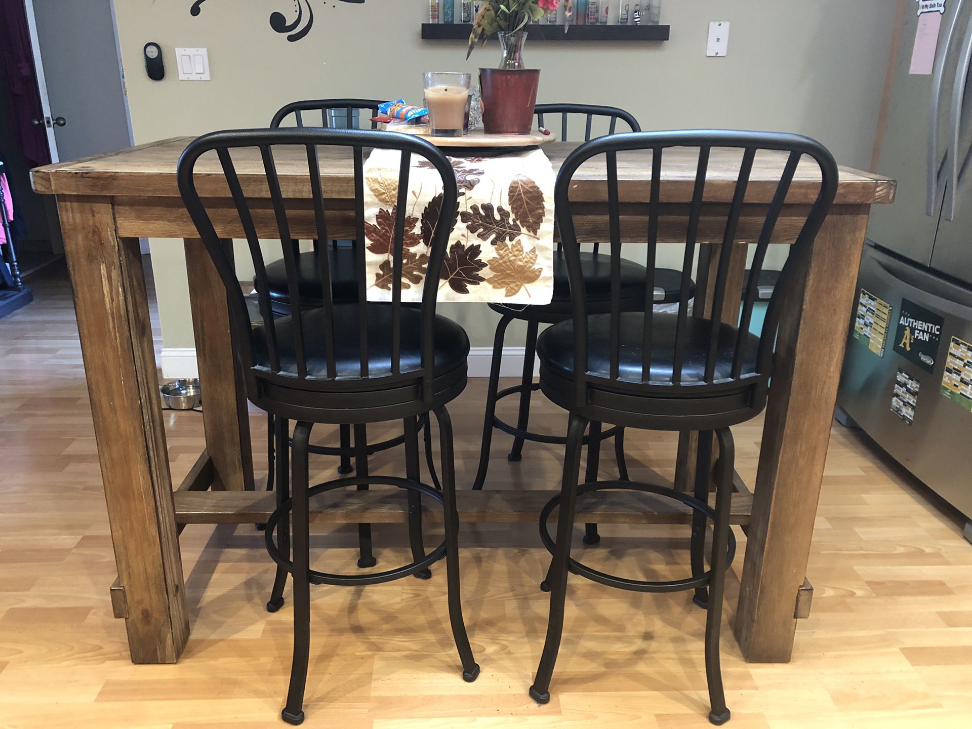 Bar height, kitchen table with chairs