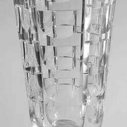 Vintage Orrefors Simon Gate Thousand Windows Crystal Vase 9"  Signed # 0395-221