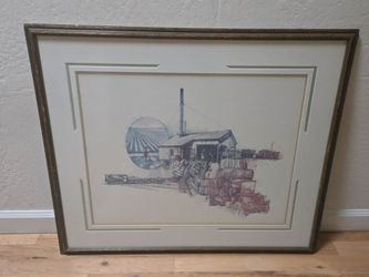 Robert Watts Signed Original Gouache Painting Framed Uniroyal Chemical 26x30"